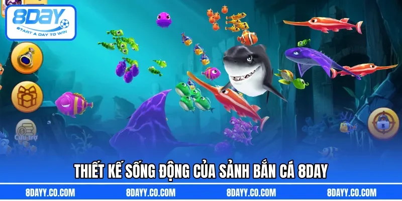 Thiết kế sống động của sảnh Bắn Cá 8DAY